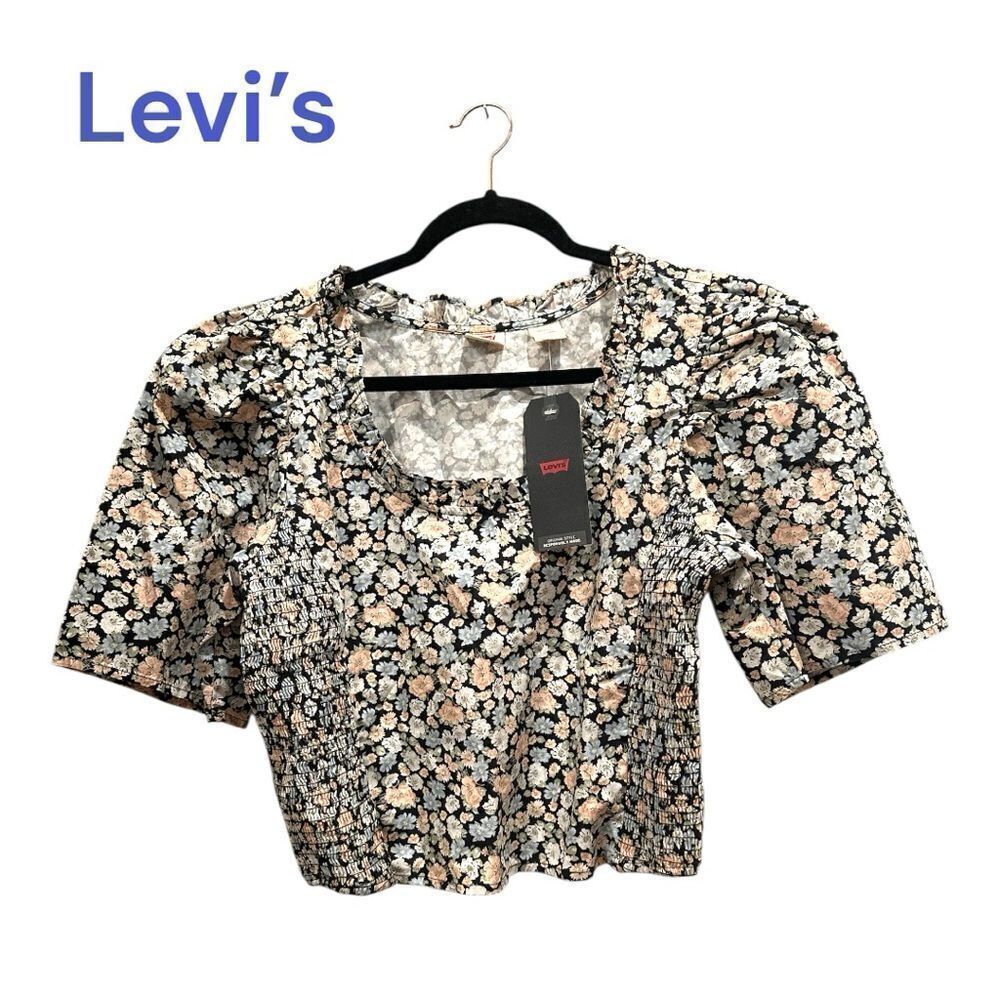 Levi’s Floral Puff Sleeve Crop Top Blouse